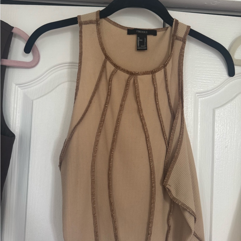 Forever 21 Tan Ribbed Tank Top